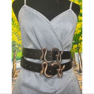 Snake Black Belt Silver or Gold